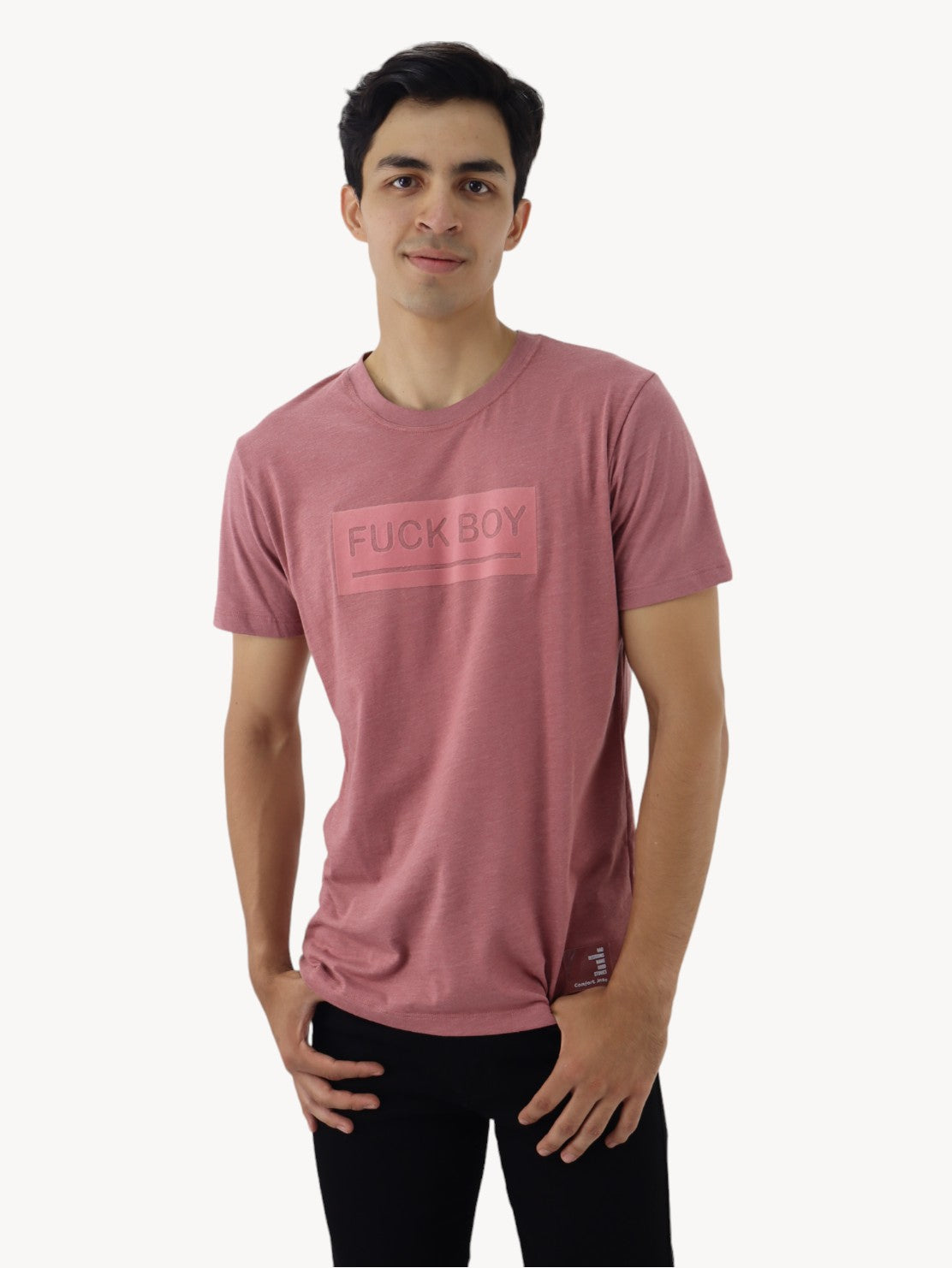 Playera de color rosa palo con estampado – COMFORT JEANS