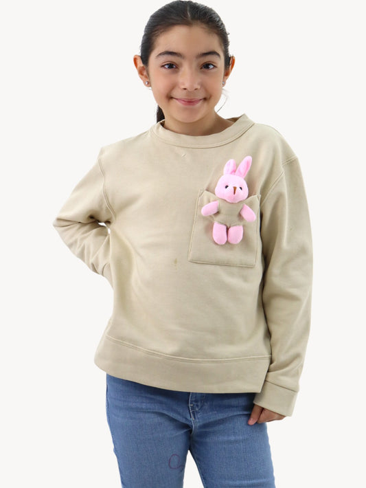 Sudadera cerrada color beige