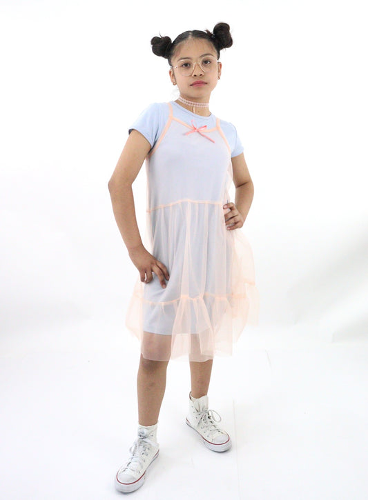 Vestido de color combinado con mesh