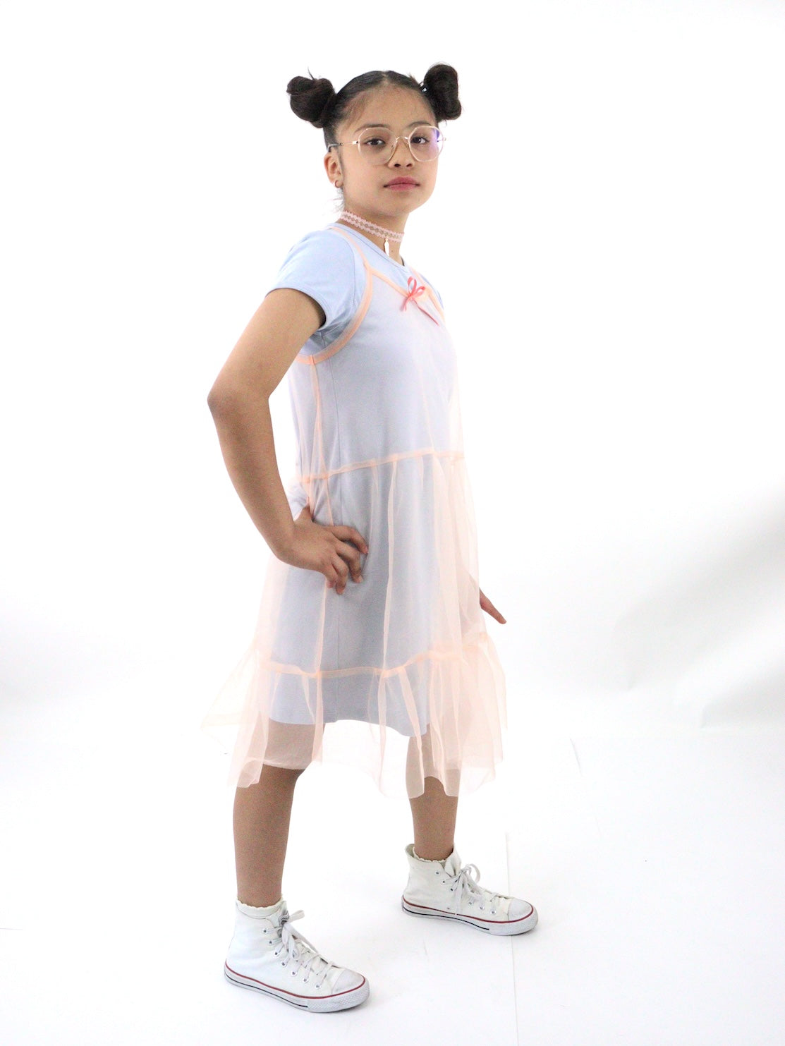 Vestido de color combinado con mesh