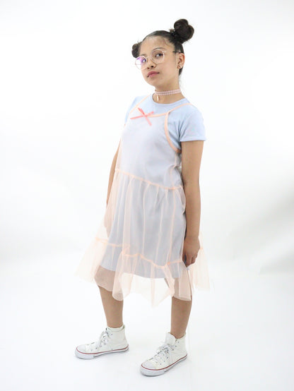 Vestido de color combinado con mesh