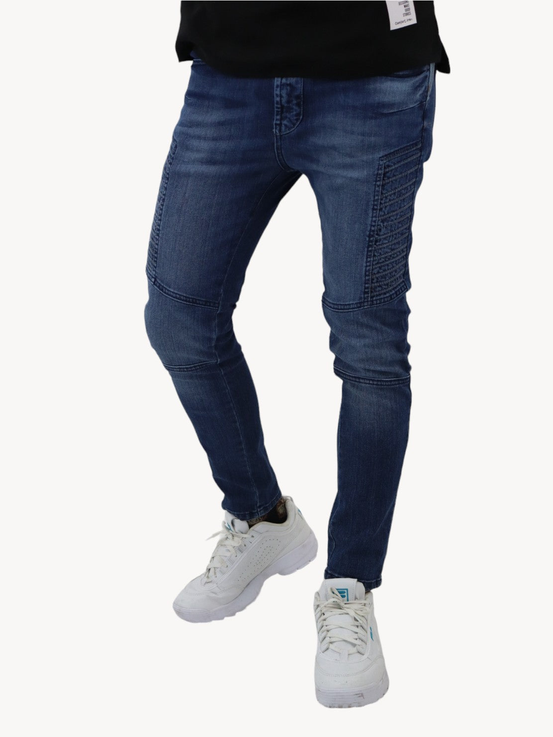Jeans estilo biker azul oscuro