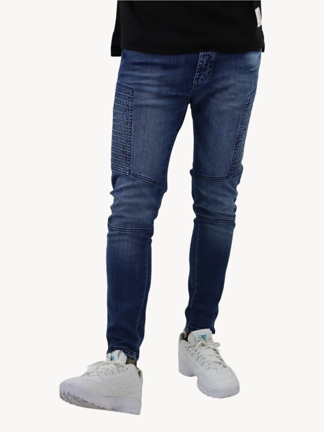 Jeans estilo biker azul oscuro