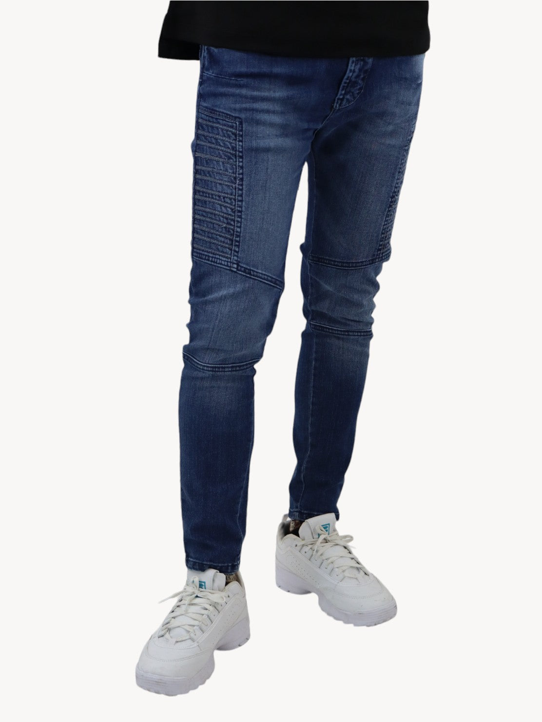 Jeans estilo biker azul oscuro