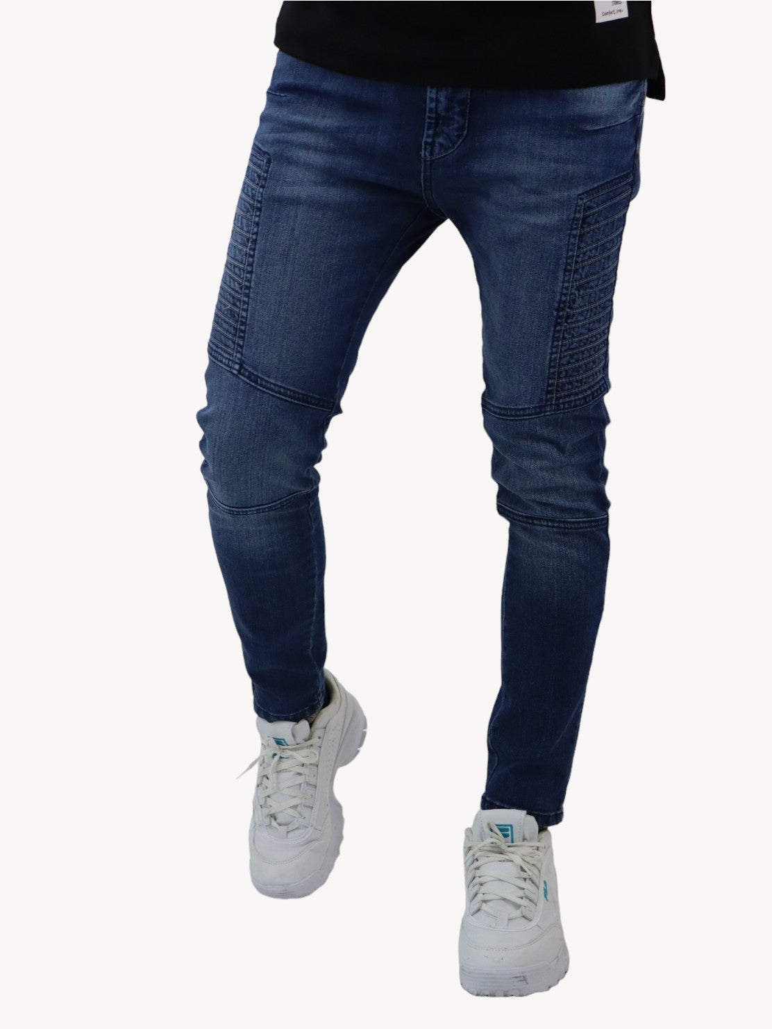 Jeans estilo biker azul oscuro