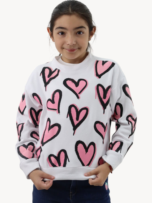 Sudadera cerrada de corazones