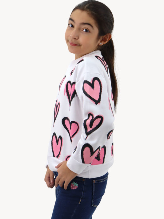 Sudadera cerrada de corazones