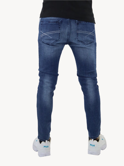 Jeans estilo biker azul oscuro