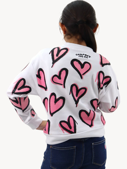 Sudadera cerrada de corazones