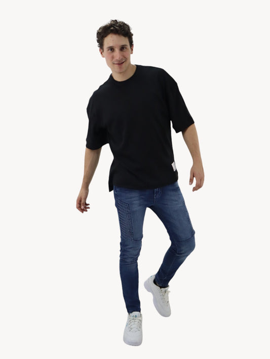 Jeans estilo biker azul oscuro