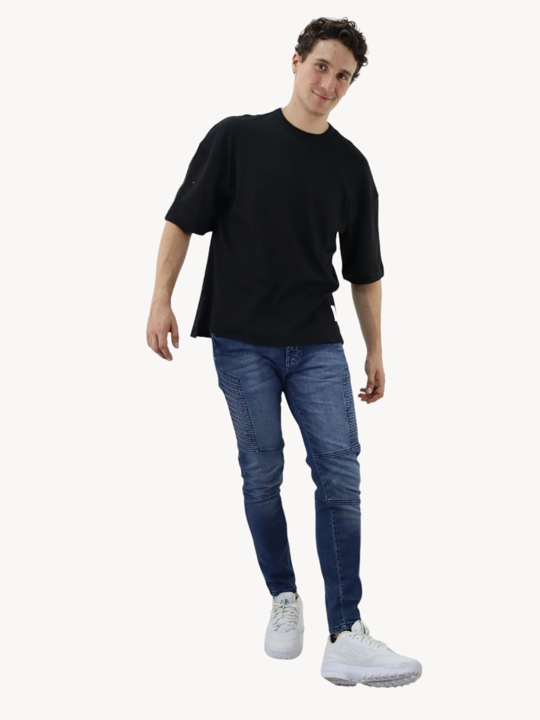 Jeans estilo biker azul oscuro
