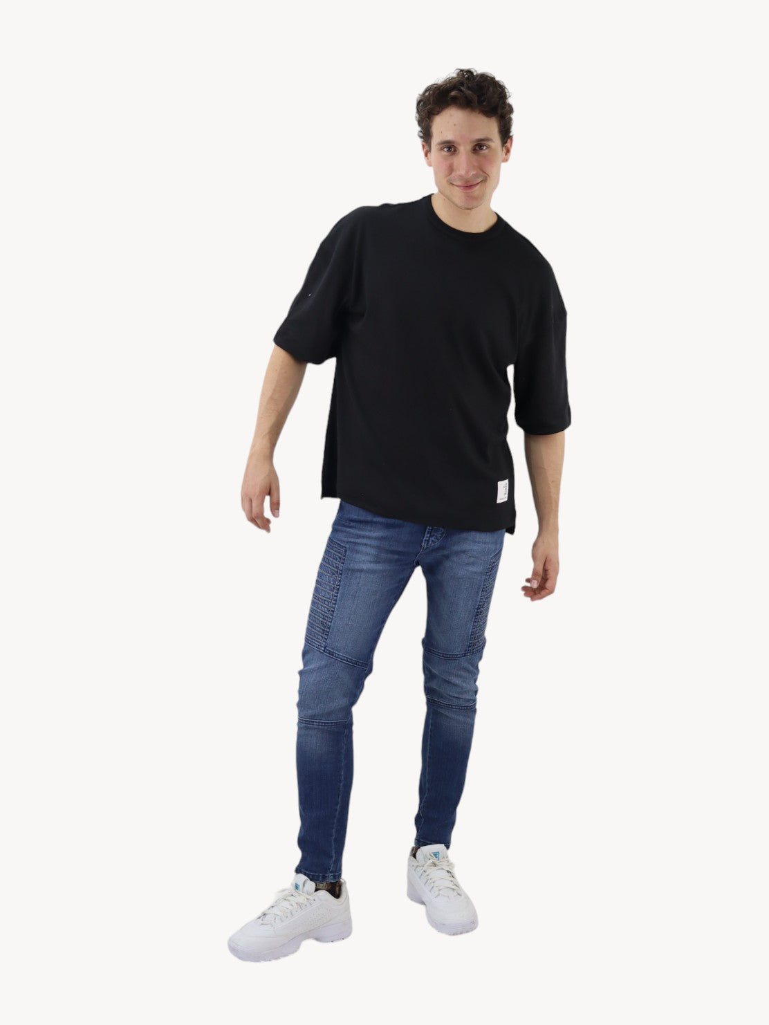 Jeans estilo biker azul oscuro