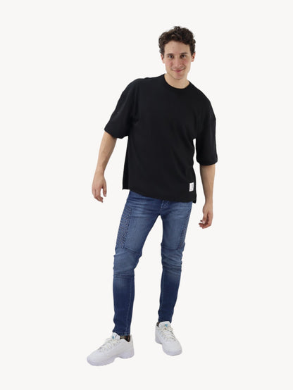 Jeans estilo biker azul oscuro
