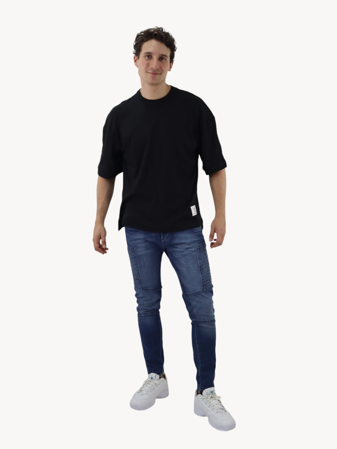 Jeans estilo biker azul oscuro