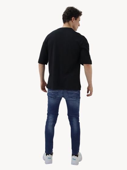 Jeans estilo biker azul oscuro