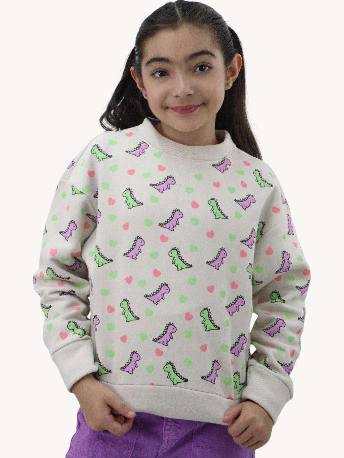Sudadera beige de dinosaurios