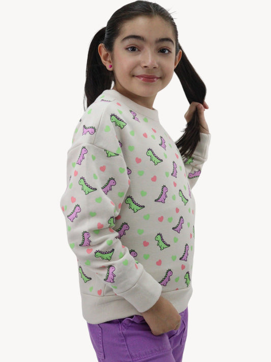 Sudadera beige de dinosaurios