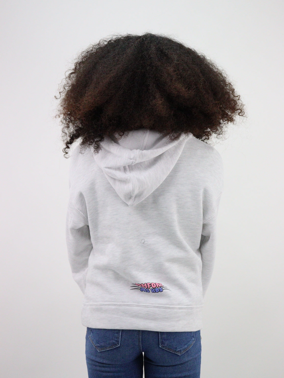 Sudadera con capucha color gris jaspe con estampado de gato