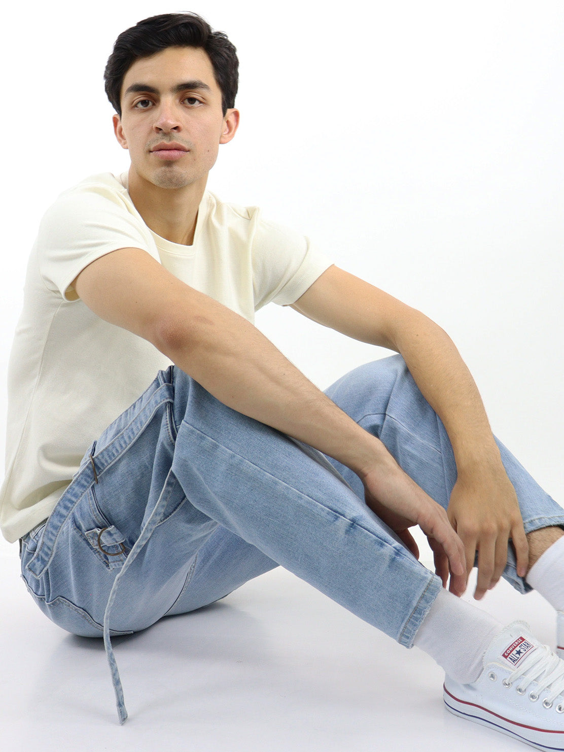 Jeans estilo baggy azul claro cargo