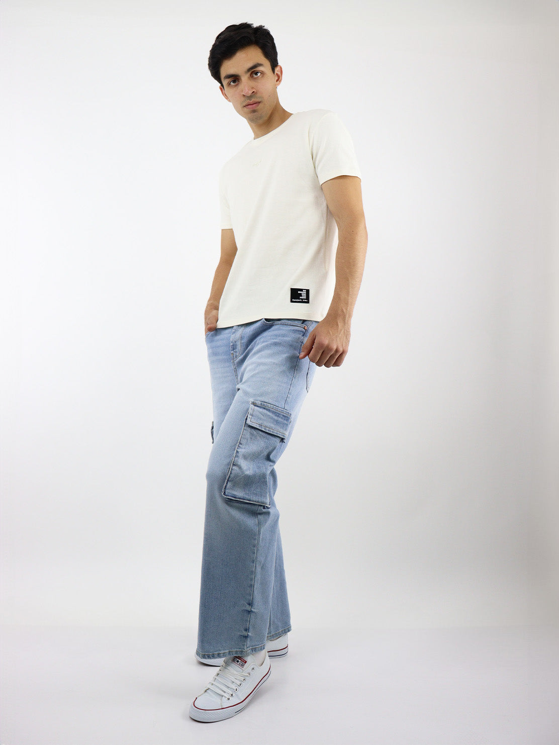 Jeans estilo baggy azul claro cargo