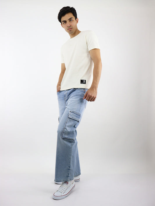 Jeans estilo baggy azul claro cargo