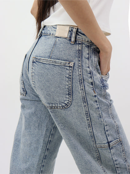 Jeans Barrel-Tiro Medio