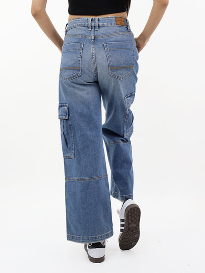 Jeans Cargo-Tiro Alto