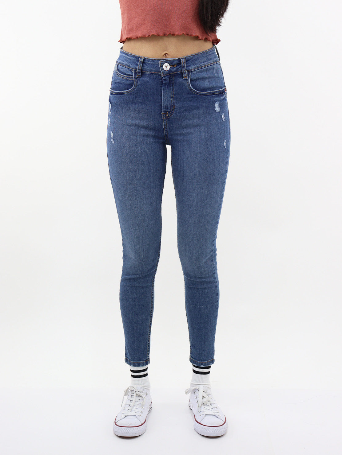 Jeans skinny con destrucción
