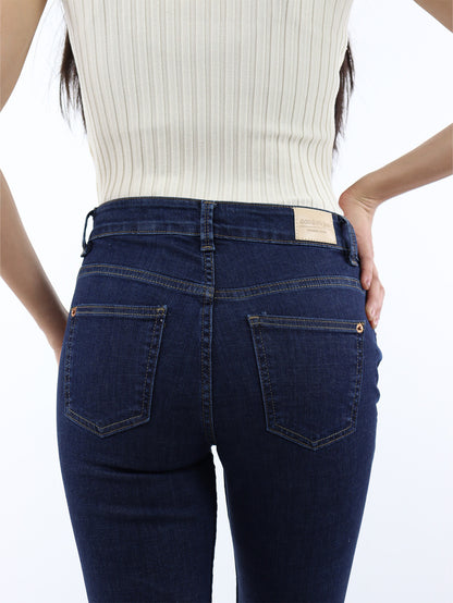 Jeans Skinny Tiro Medio Azul Oscuro