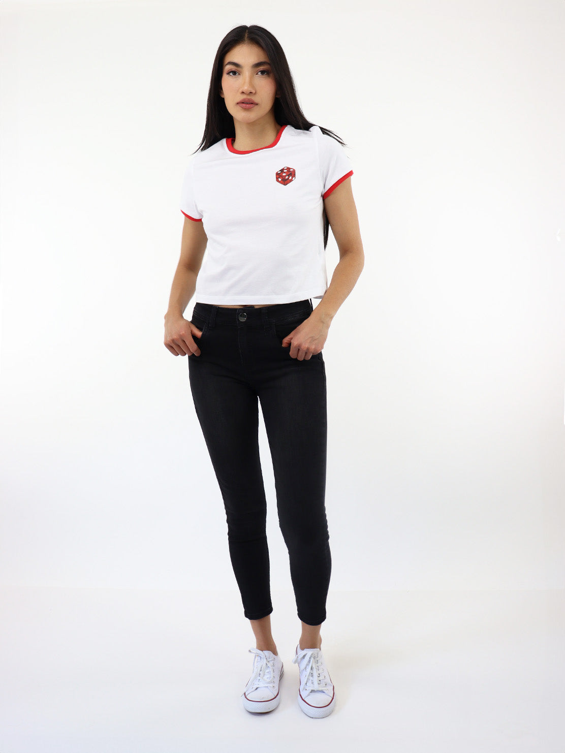 Jeans skinny negro deslavado