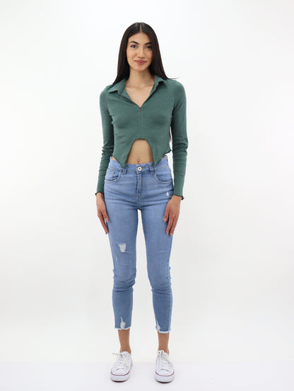 Jeans Skinny Con Destrucción