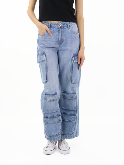 Jeans Cargo-Tiro Alto