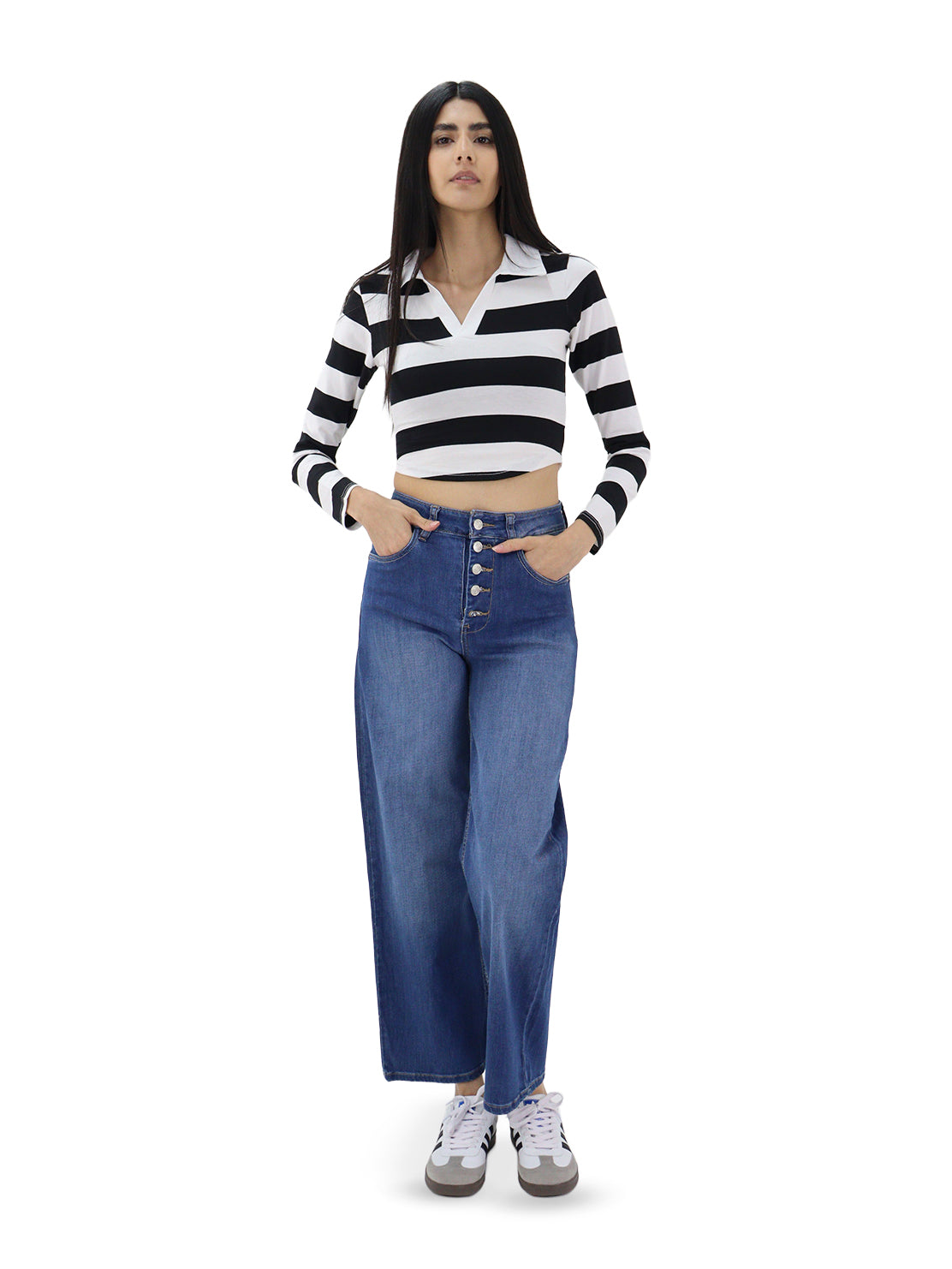 Jeans Wide Tiro Alto