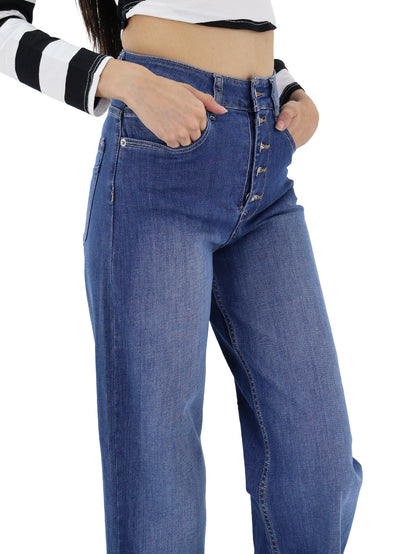 Jeans Wide Tiro Alto