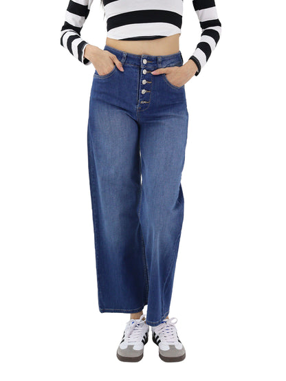 Jeans Wide Tiro Alto
