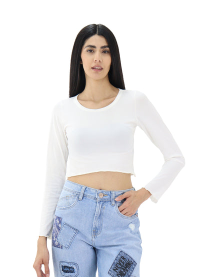 Playera manga larga de color blanco