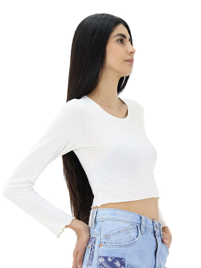 Playera manga larga de color blanco