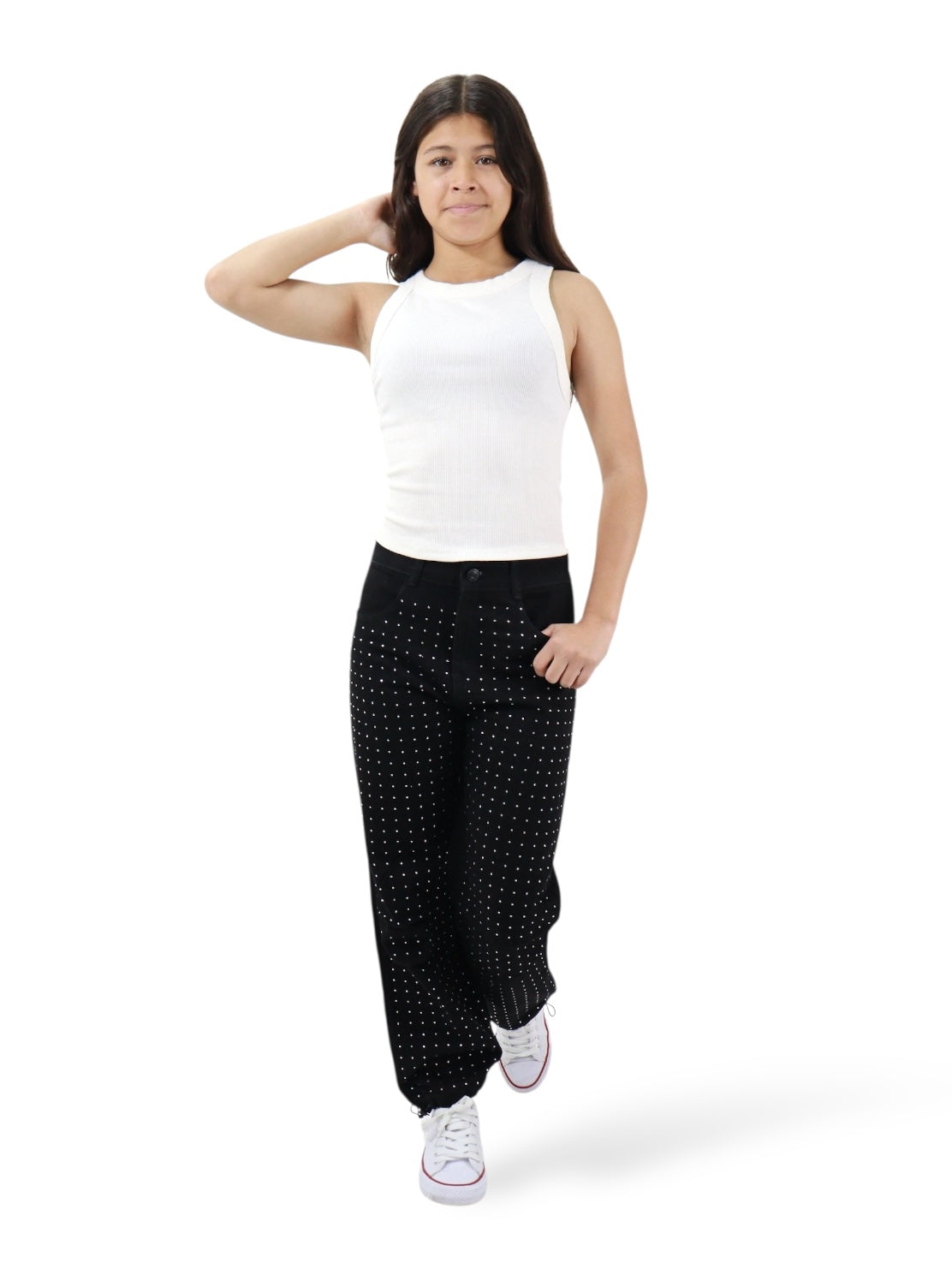 Jeans Parachute Con Pedrería