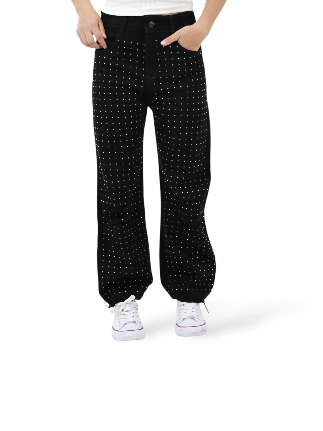 Jeans Parachute Con Pedrería