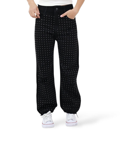 Jeans Parachute Con Pedrería