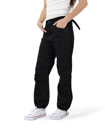 Jeans Parachute Con Pedrería