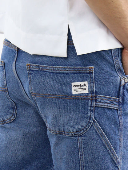 Bermuda denim azul medio