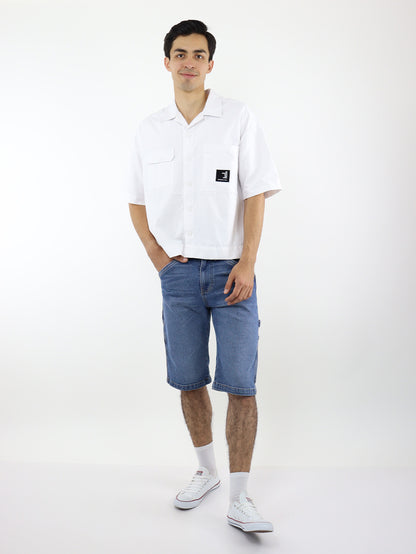 Bermuda denim azul medio