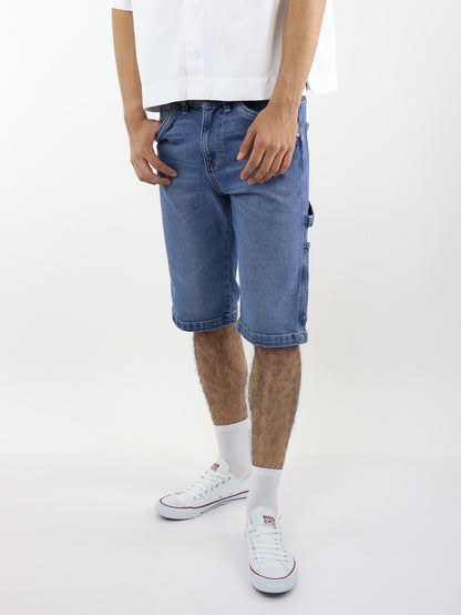 Bermuda denim azul medio