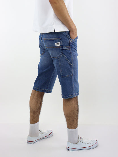 Bermuda denim azul medio