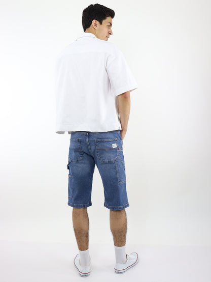 Bermuda denim azul medio