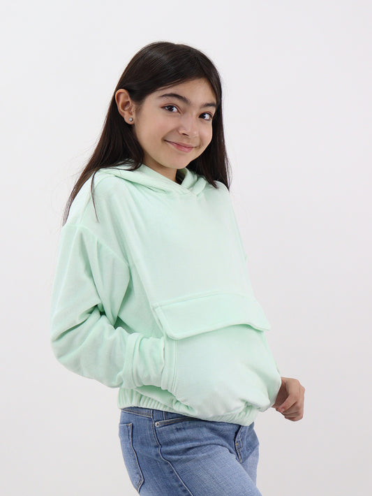 Sudadera verde con capucha