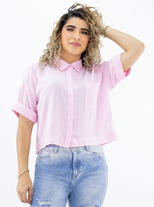 Blusa manga corta color rosa