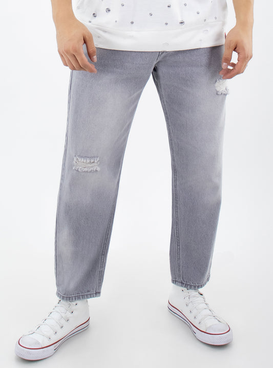 Jeans relax de color gris