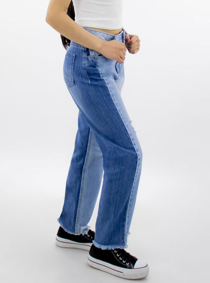 Jeans mom clasic bicolor